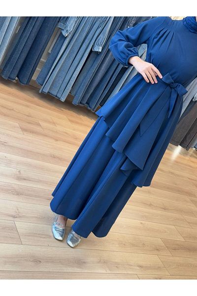OlaLady Γυναικεία ασύμμετρη φαρδιά χιτώνα Hijab Παντελόνι Μπλούζα 2 τεμαχίων