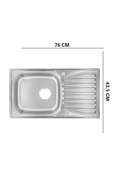 Freddo Chiuveta inox SN9019S, pentru blat, finisaj satinat, cuva stanga, scurgere Q32, 43.5 x 76 cm, 15 cm