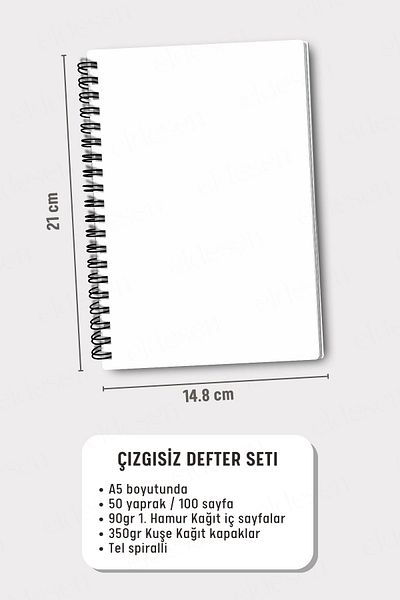 Eldesen Tasarım School Notebook Set - A5 / 50 Sheets, 100 Sheets, 4 Counter