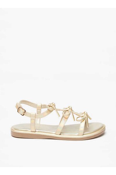 Flora Bella by Shoexpress Flora Bella Bow Accent Flat Sandals with Buckle Closure