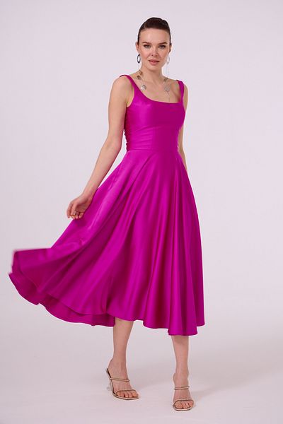 Carmen Rochie de seară din satin midi, fucsia, fără spate