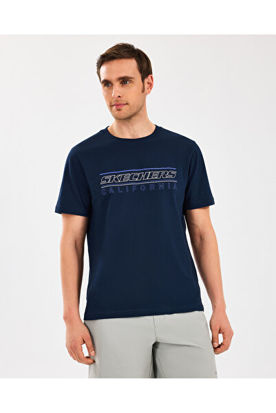 SKECHERS M Lightweight Graphic Tee T-Shirt Erkek Lacivert Tshirt S2510172-410