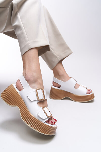 Riccon Zinkilia Women's Double Buckle Sandals 001292   White