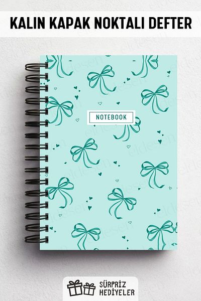 Eldesen Tasarım Spiral Thick Cover Dotted Notebook, A5 Size 80 Sheets 160 Pages, Dotted Notebook