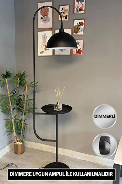 Bamyum Dimmerli Işığı Ayarlanabilen Işığı Artırılıp Azaltılabilen SiyahHareketli Başlık Metal Lambader