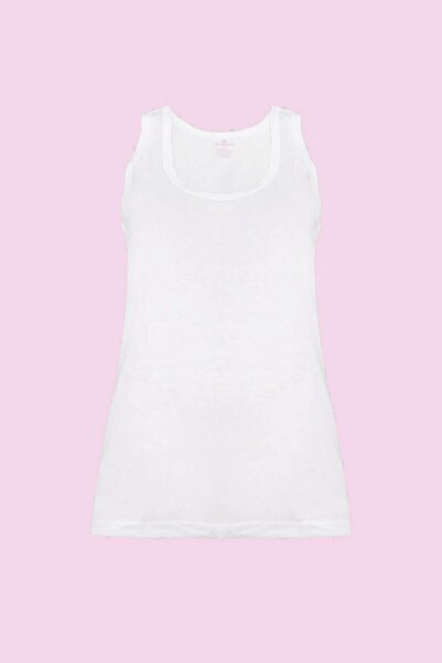 Ceylanoğlu 6-Piece White Ribbed Crocheted Women's Undershirt