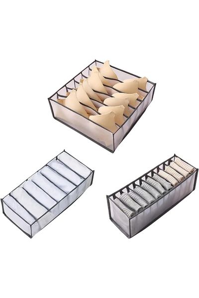 BEZORR Set of 3 BEZORR clothes organizers, PVC, gray/transparent, 44x30x21cm