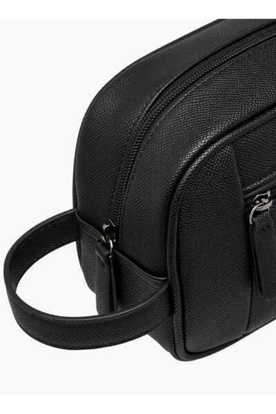 LBL by Shoexpress Textured Pouch with Handle and Zip Closure - W 22 x H 14 x D 7.5 cm