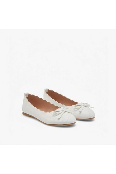 Little Missy Bow Accent Slip-On Ballerina Shoes with Scallop Detail