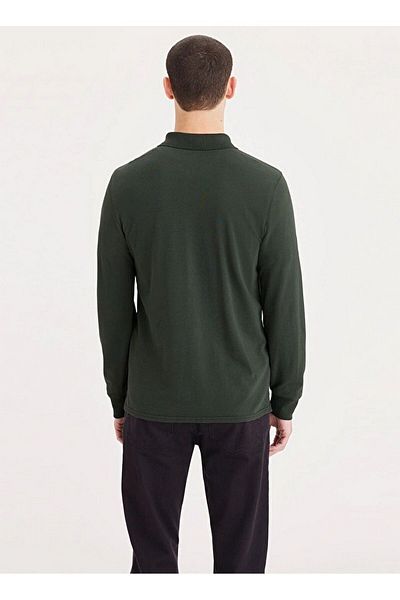 Dockers By Gerli Ανδρικό φούτερ Green Slim Fit Polo Neck - Μακρυμάνικο A3147-0010