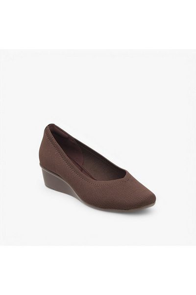 Le Confort Flyknit Textured Slip-On Ballerina Shoes with Wedge Heels