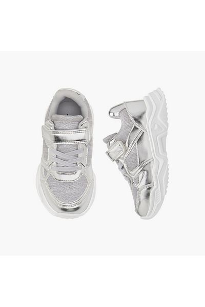 Juniors Panelled Sneakers with Hook and Loop Closure