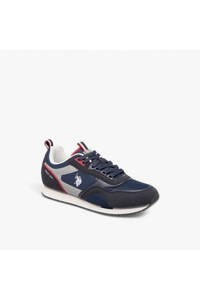 U.S. Polo Assn. حذاء رياضي رجالي من يو إس بولو أسن بتفاصيل شعار مع رباط للإغلاق