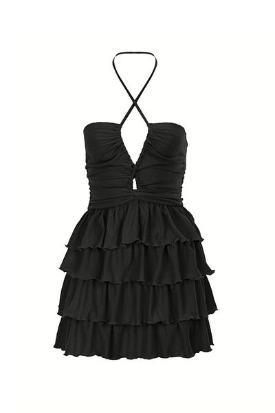 La Sarta Μίνι φόρεμα Daria Black Tie μπροστά