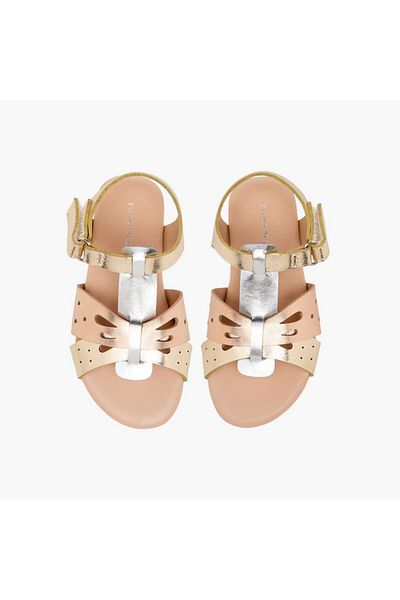 Flora Bella by Shoexpress Flora Bella Cutwork Detail Sandals with Hook and Loop Closure