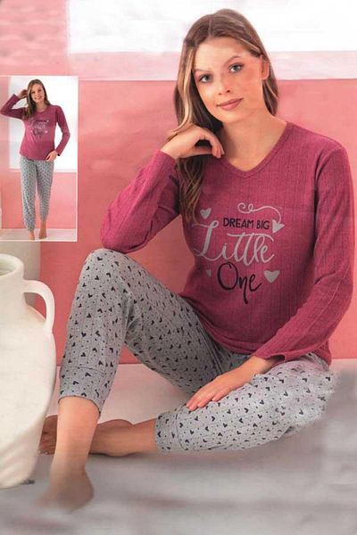 FAWN Women's Little Interlock Long Sleeve Pajama Set (8237)