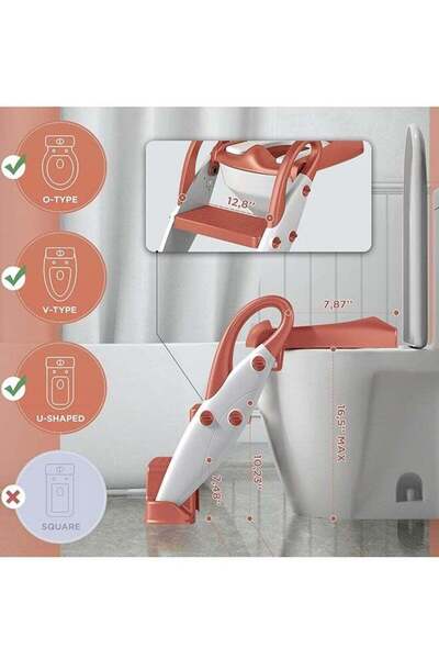 Yelajoy Potty Training Seat,With Step Stool Ladder,Anti-Slip,Detachable Soft Pad,With Safety Handles,Red