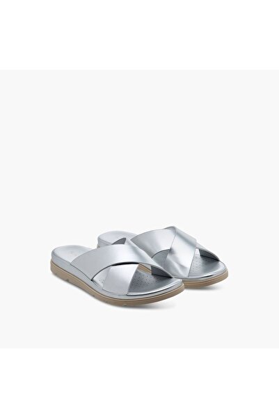 Le Confort Mettalic Accent Slip-On Cross Strap Sandals