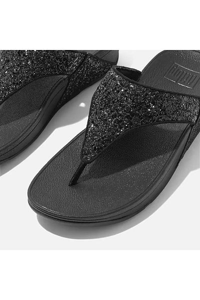 Fitflop Γυναικείες μαύρες σαγιονάρες Lulu με γκλίτερ Fitflop
