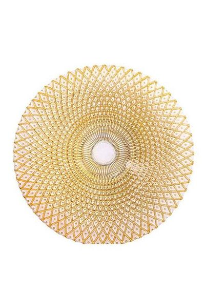 COOYA American Style Glass Mat Plate, Pineapple Pattern Electroplating Process Dinner Plate (Glass, Gold)
