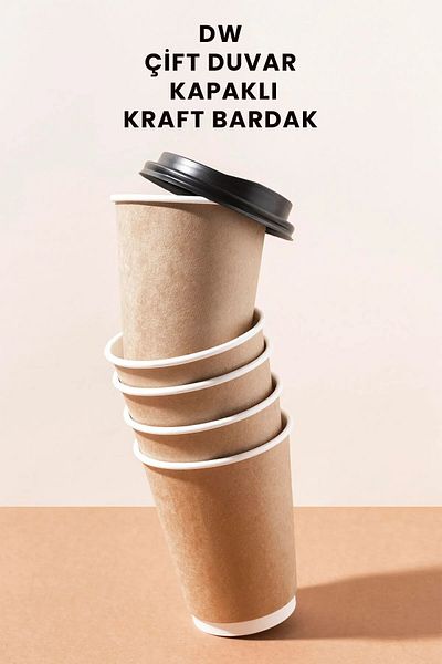 KENT Bencup Double Wall Kraft Cardboard Cups and Lids Set 8 oz White 25 Pcs