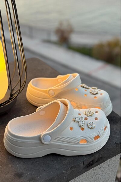 Melissa Boutique Women's Orthopedic Sole Stone Accessory Detailed High Scale Eva Nurse Doctor Slippers