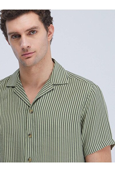 Kip Ανδρικό πουκάμισο με κοντό μανίκι με ρίγες κανονικής εφαρμογής Gm-4682
