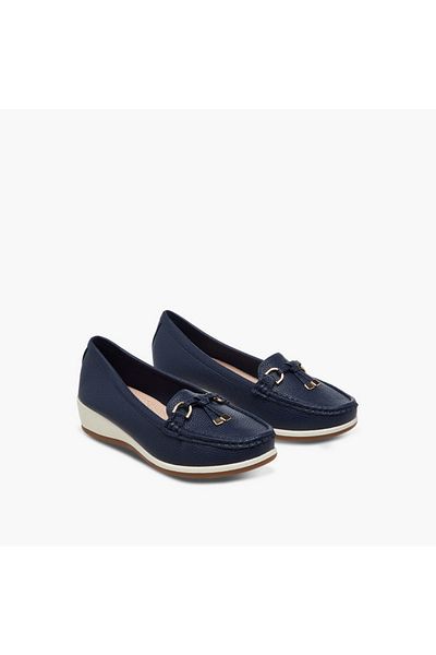 Le Confort Le Confort Textured Slip-On Comfort Loafers with Tassel and Wedge Heel