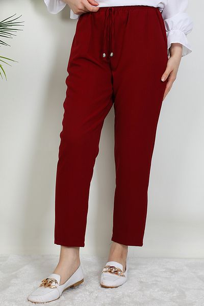 Giza Giyim Elastic Waist Trousers Claret Red
