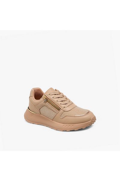 Flora Bella by Shoexpress Flora Bella Glitter Panelled Sneakers with Lace-Up Closure
