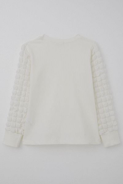Breeze Girl's Long Sleeve T-Shirt with Wrinkled Fabric Detail, 8-14 Years, Ecru
