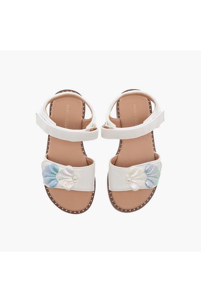 Flora Bella by Shoexpress Flora Bella Seashell Applique Sandals with Hook and Loop Closure