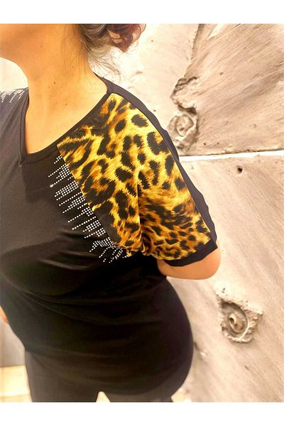 VERA COLLECTİON Battal Size Full Lichra Stone Embroidered Women's Bluz