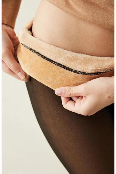 DoDe Flora Thin Socks Look Leggings Winter Thermal Leggings with Fur Inside Pnt