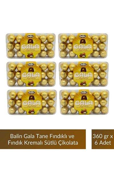 Kahve Dünyası Balin Gala Milk Chocolate with Grain Hazelnuts and Hazelnut Cream 360 g X 6 Pieces
