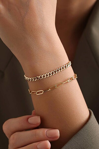 Bayar Gold 14 Ayar Altın Ataç ve Gurmet Kombin Bileklik