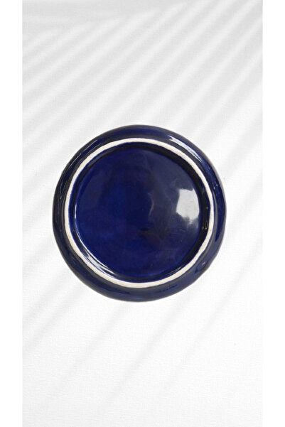 Niyugen Meze Tabak Lacivert - El Yapımı Seramik, Gold Çizgili