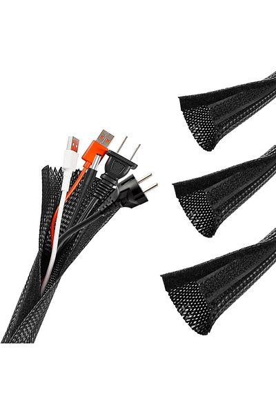 Yuanyuu Organizator Pentru Cabluri , Polietilena, Negru, 9,5 X 150 Cm