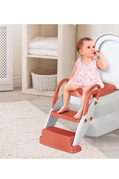 Yelajoy Potty Training Seat,With Step Stool Ladder,Anti-Slip,Detachable Soft Pad,With Safety Handles,Red