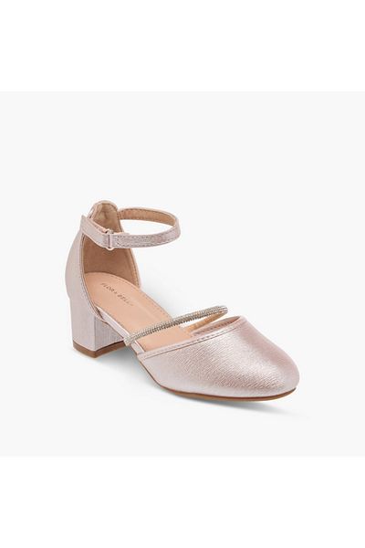 Flora Bella by Shoexpress Flora Bella Embellished Block Heel Shoes with Hook and Loop Closure