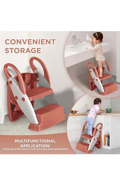 Yelajoy Potty Training Seat,With Step Stool Ladder,Anti-Slip,Detachable Soft Pad,With Safety Handles,Red