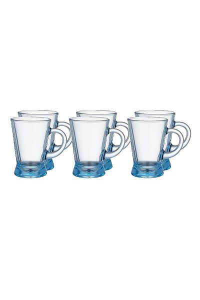 Paşabahçe 6-piece blue glass tea cups, 180 ml