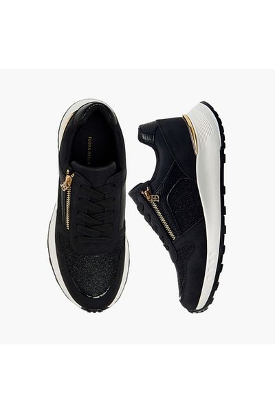 Flora Bella by Shoexpress Flora Bella Glitter Panelled Sneakers with Lace-Up Closure