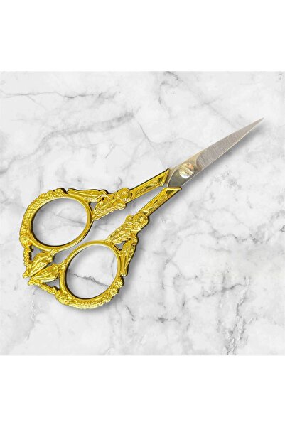 OZN AKSESUAR Promise Engagement Scissors, Ribbon Opening Special Day Merasim Sewing Embroidery Scissors Gold