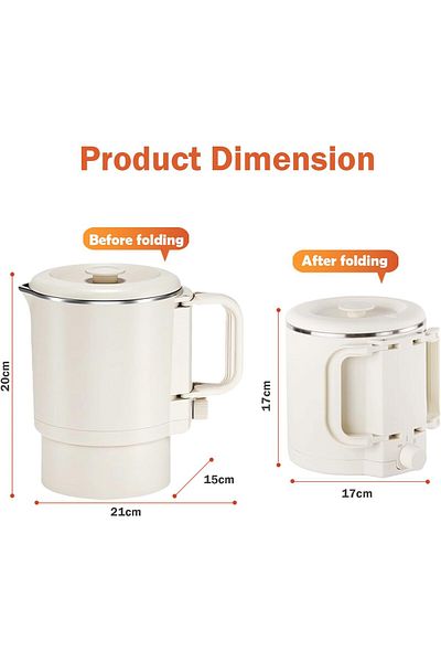 COOYA Travel Electric Kettle, 0.8L Collapsible Portable, Small Water Boiler for Travel, Camping, RV, Home