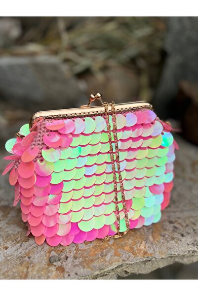 EL YAPIMI Pullu Pembe Çanta