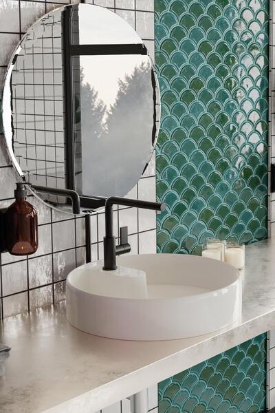 KAREN BANYO Motion 45 Cm Tezgah Üstü Lavabo Yuvarlak Beyaz Çanak Lavabo