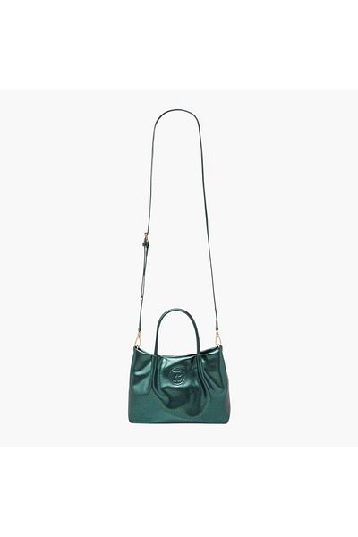 Flora Bella by Shoexpress حقيبة توت فلورا بيلا منقوش عليها شعار الشركة مع حزام قابل للفصل وإغلاق بزر كبس