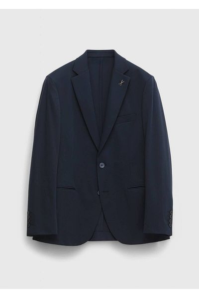 Ramsey Navy Blue Plain Comfort Fit Knitted Suit