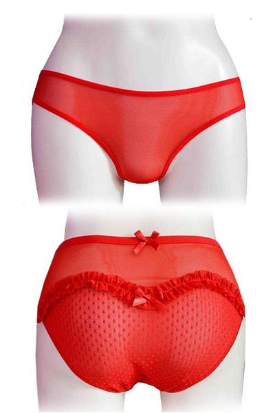 Helena Paris Women's Transparent Polka Dot Detailed Ribbon Plus Size Bato Panties (2774)
